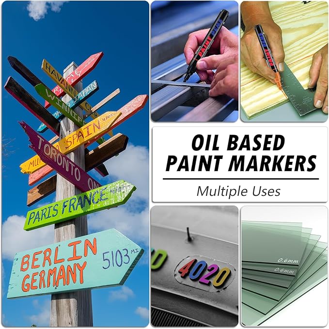 Brown Paint Pens Paint Markers - 12 Pack Permanent Quick Dry Waterproof Marker Pens for Rocks Wood Fabric Plastic Canvas Glass Mugs Metal Tire Stone