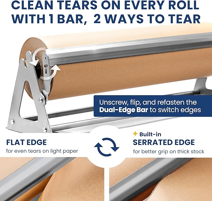 DIY Crew 24 Inch Paper Roll Dispenser and Cutter - Heavy-Duty Wall Mountable, Non Slip Tabletop - Kraft, Freezer, Butcher Paper - Up to 1000ft Rolls