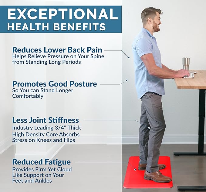 ComfiLife Anti Fatigue Floor Mat – 3/4 Inch Thick Kitchen Mats for Floor, Standing Desk Mat, Kitchen Rug – Comfort at Home, Office – Durable – Stain Resistant – Non-Slip (24" x 70", Scarlet Orange)