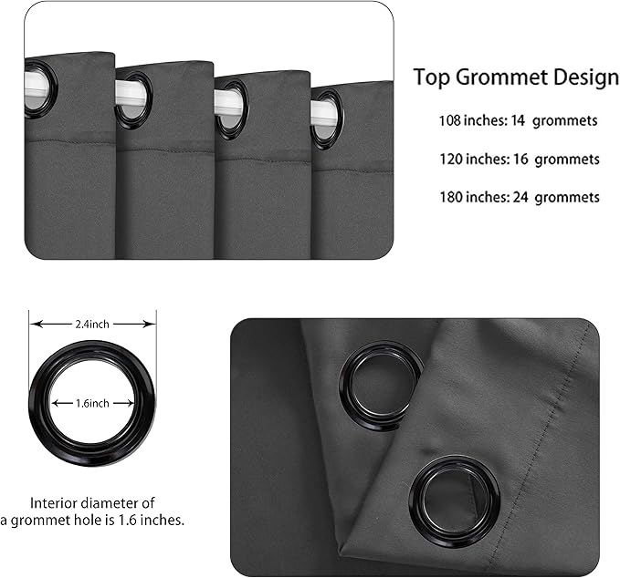 BONZER Extra Wide Room Divider Curtain Total Privacy Wall Grommet Top Thermal Insulated Blackout Curtains for Slide Window, 96L x 150W Inch (8L x 12.5W ft), 1 Panel, Dark Grey