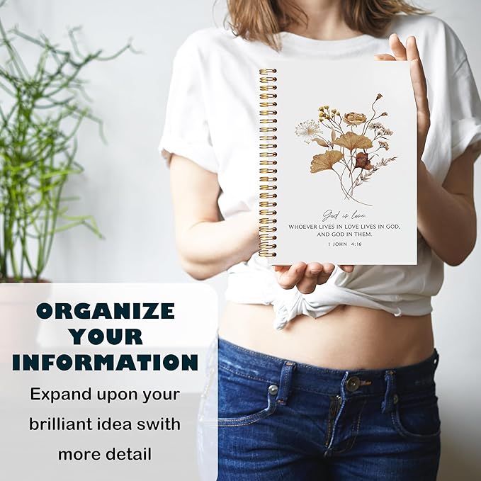 BearCake God is Love Floral Christian Notebook Journal, Christian Gifts for Women, Bible Notebooks for Note Taking, Bible Journaling Notebook, Hardcover Spiral Notebook 5.5x8.3