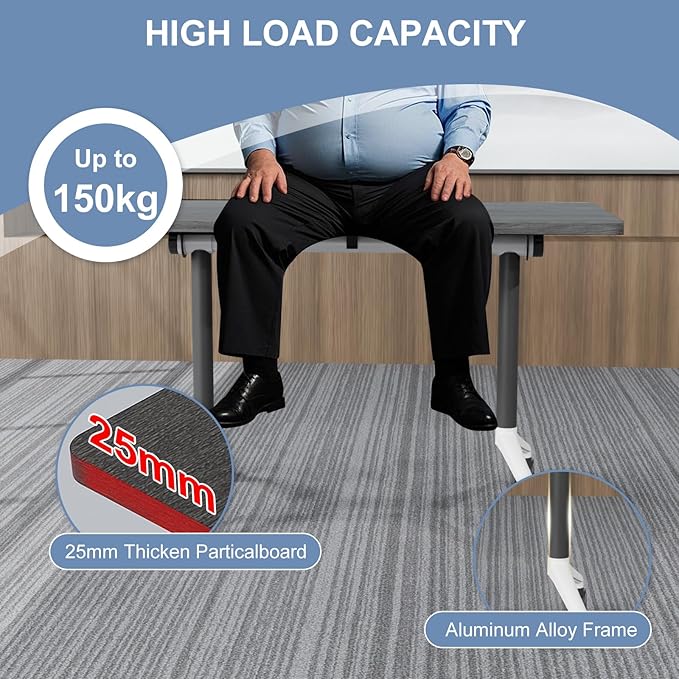 Folding Conference Table, Mobile Training Table for Office Conference, Modern Modular Rectangular Work Desk Meeting Seminar Work Tables with Caster Wheels, Large Breakroom Tables (2Pack L70.9in)