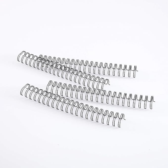 BNC Double Loop Wire Binding Rings Letter Size 3:1 Loops 32 Holes Black Color Pack of 100 (1/2 Inches)