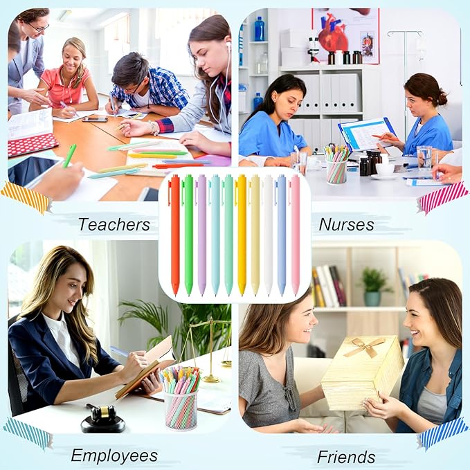 Crtiin 50 Pcs Gel Ink Pens Bulk Black Ink, Smooth Writing Cute Colorful Pens for Back to School First Day of School Teacher Student Server Office Supplies Staff Party Favor Gifts (Macaron)