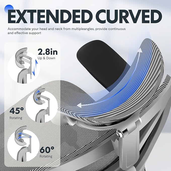 FLEXISPOT ErgoX Premium Ergonomic Office Chair with Footrest- Adjustable 3D Armrests, Dynamic Lumbar Support, Recline & Tilt Function, Mesh Seat, for Home & Office Use,Foam Grey