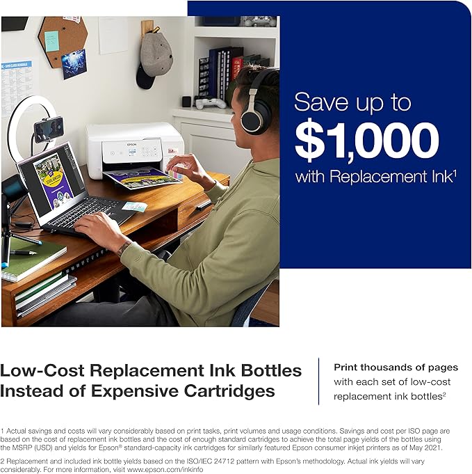 Epson EcoTank ET-2803 Wireless Color All-in-One Cartridge-Free Supertank Printer with Scan, Copy and AirPrint Support