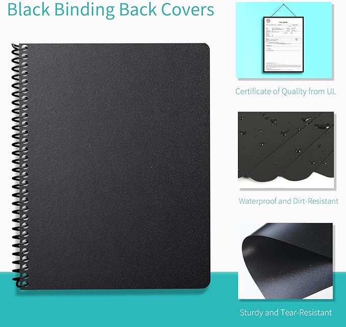 Binditek 100 Pack Binding Covers and Backs Set, 8.75 x 11.25 Inches, 50 Clear PVC (8Mil), 50 Sand-Textured Polycovers (12Mil), Oversize