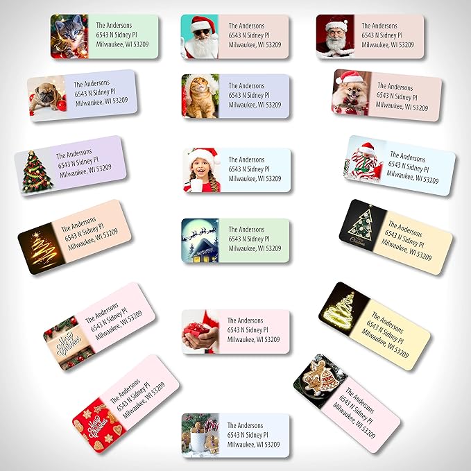 Customized Personalized Address Labels - Made in The USA by Kenco (250 Labels, Christmas)