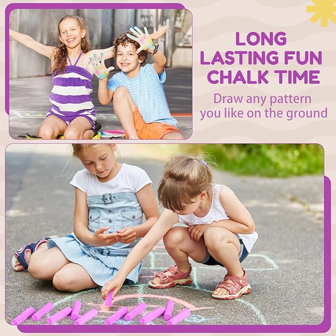 Fulmoon 40 Pcs Jumbo Sidewalk Chalk for Kids Outdoor Art Non Toxic Large Washable Street Chalk for Adults Drawing Painting Classroom(Rose Red,Round Style)