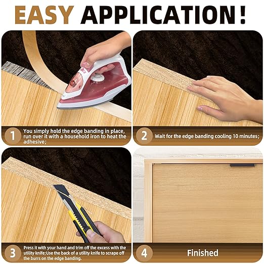 GSCIT Club Maple Edge Banding, 1 1/2 inch x 250ft roll of Veneer Plywood Edge Banding Preglued Flexible, Wood Tape Banding for Cabinet Repair