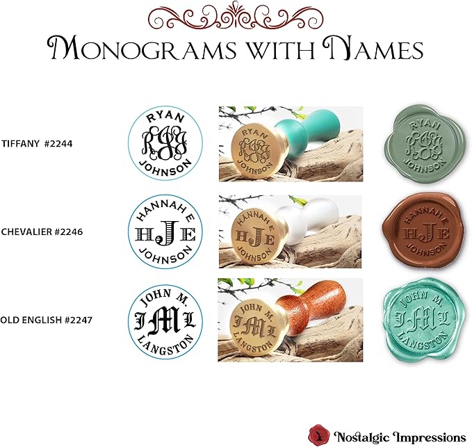 Custom Wax Seal Stamp Kit with Your Monogram & Name-Multiple Font Options-USA Handcrafted