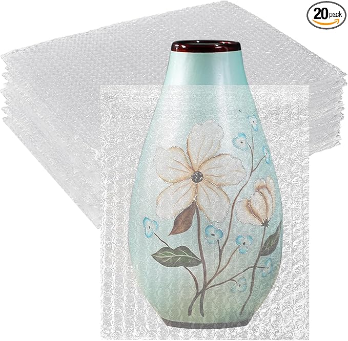 Clear Bubble Out Bags Pouches 14x18 Inch, 20 PCS Moving Supplies for Dishes, Double Walled Shockproof Bubble Cushion Wrap Bags for Storage, Shipping, Packing Supplies for Fragile Items