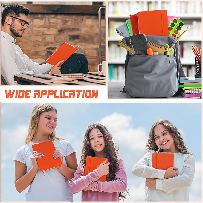 Honoson 20 Pack Lined Journal Notebooks A5 Hardcover Executive Notebook 5.5" x 8.3" PU Leather Wide Ruled Journals Bulk with Elastic Band for Home Business Office School Supplies(Orange)