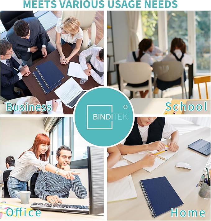 Binditek 100 Pack 12 Mil Sand-Textured Polycover, Midweight Binding Front and Back Covers, Lightly Sanded Finish, 8-1/2" x 11", Square Corners, Un-Punched, Navy, Office Supplies