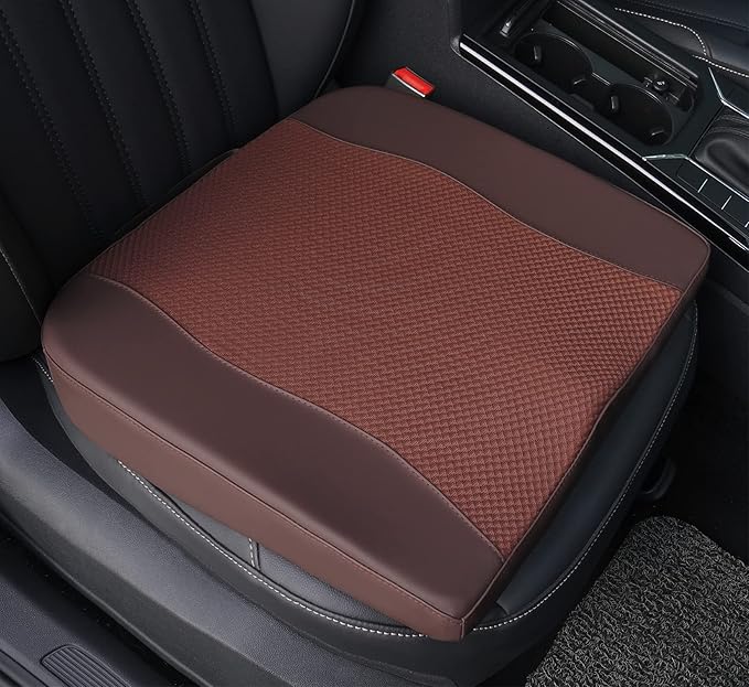 Car Seat Cushion, Comfort Memory Foam Car Cushions for Driving - Sciatica & Lower Back Pain Relief, Driver Seat Pillow for Auto, Office Chair, Wheelchair - Brown