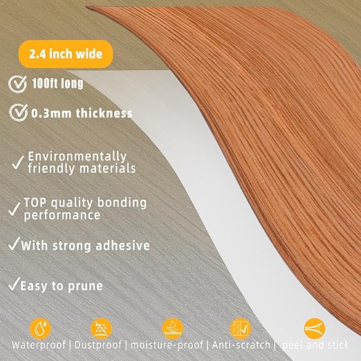 GSCIT Club Wood Grain Repair Tape, 2.4 inch X 100ft Self Adhesive Red Oak Grain Repair Patch for Tables, Chairs, Baseboards, Doors, Windows, Floors, Handicraft DIY.