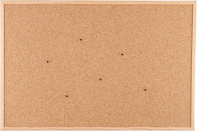 Go4Cork Framed Cork Bulletin Board - 23.6”x 15.7” | Premium Double-Sided Pine Frame Eco Cork Memoboard | Office, Home & Classroom Organization Decor | Pushpins & Set Up Accessories Included