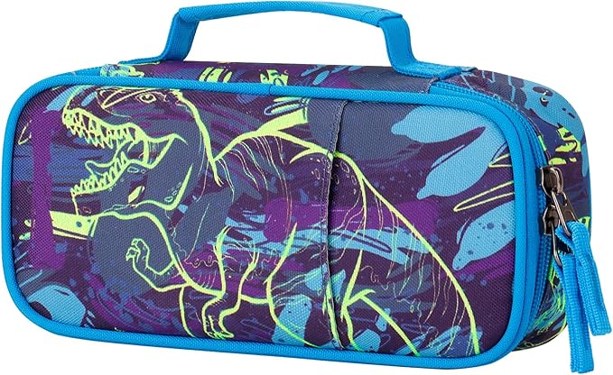 Choco Mocha Dinosaur Pencil Case for Boys, Soft Pencil Case Kids Pencils Pouch for Kindergarten Boys, Blue