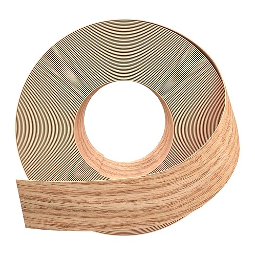 GSCIT Club Red Oak Veneer Edge Banding, 1 1/2 inch x 25ft Roll, Preglued Flexible, Real Wood Tape Banding