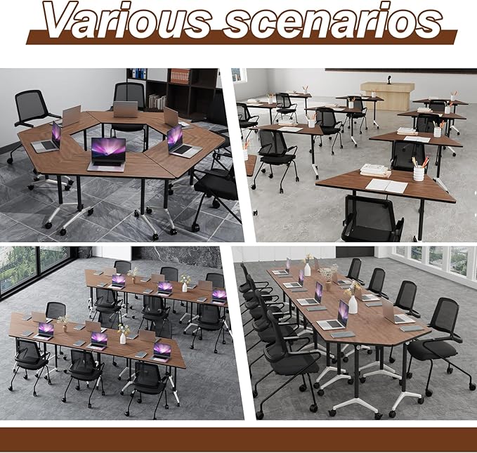 Conference Room Table with Flip-Top Design for Dynamic Meetings, Business Table Computer Desk with Heavy-Duty Frame,Foldable Seminar Meeting Tables for Home Office (2, D, 47.2IN)