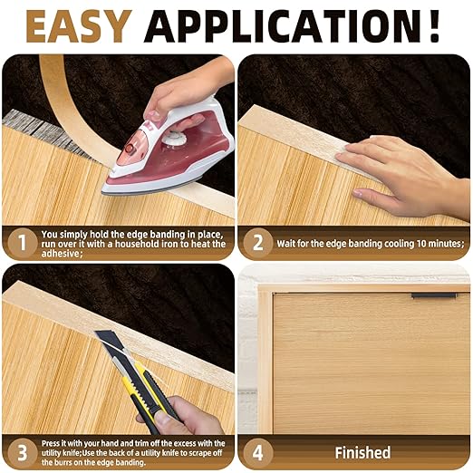 GSCIT Club Birch Edge Banding, 7/8 inch x 50ft roll of Veneer Edge Banding - Pre-glued Flexible, Real Wood Tape for Cabinet Repair & Furniture Restoration