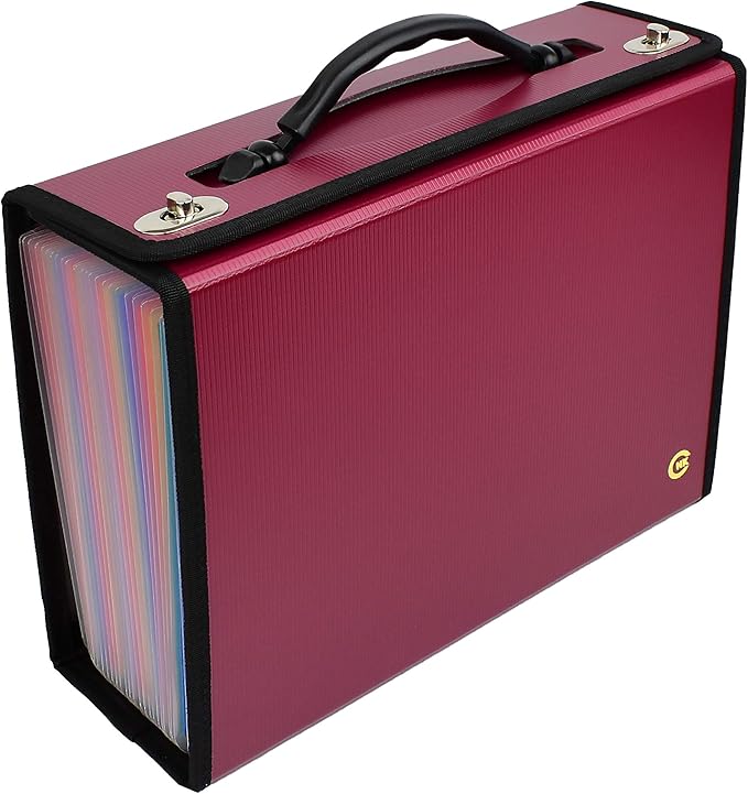 CNK Accordion File Folders with 24 Pockets Organizer for Document Paper Storage Folder Documents Expanding Binder Folio Pocket Receipt Filing Expandable Files Dividers Labels Letter Durable Handle