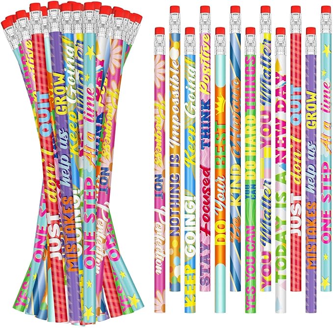 Cinrobiye 100 PCS Inspirational Pencils Bulk,Motivational School Wood Pencils,Encourage Positive Pencil Party Favors Gifts Pencil Back to School Supplies for Kids Student Teacher Classroom Reward