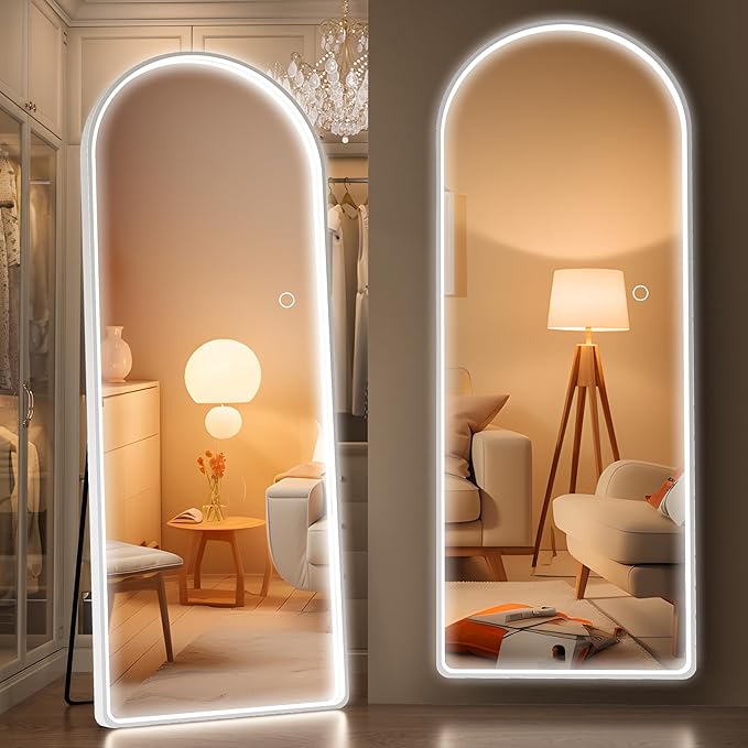 Hasipu 65" x 22" Led Mirror Full Length, Full Body Mirror with Lights, Arch Design, Wall Mounted, Modern Style