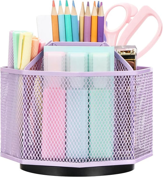 Exerz Desk Organiser/Mesh Desk Tidy Candy/Pen Holder/Multifunctional Organiser 360 Rotating