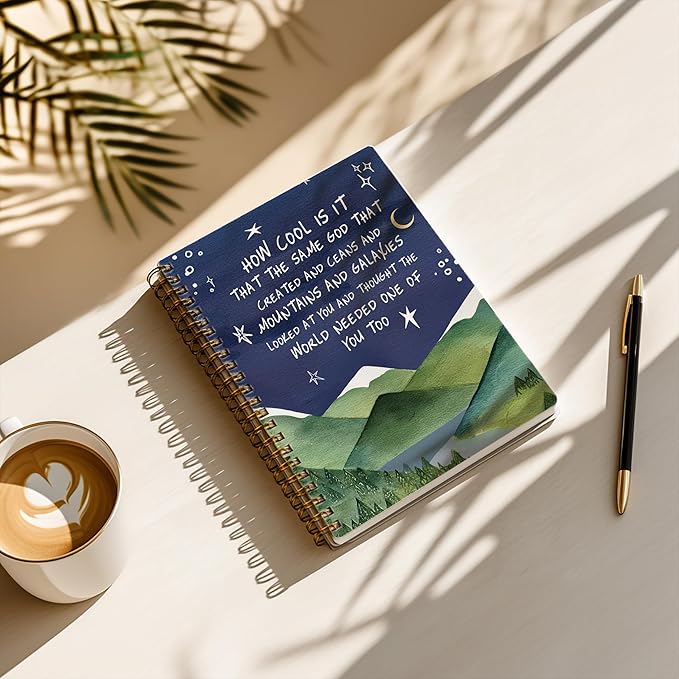 Bible Journal, A5 Spiral Christian Bible Journal Notebook, How Cool Is It That the Same God, Inspirational Bible Verse Gift for Women Men Birthday Christmas, Office Supplies, Bible Study (Blue-moon)
