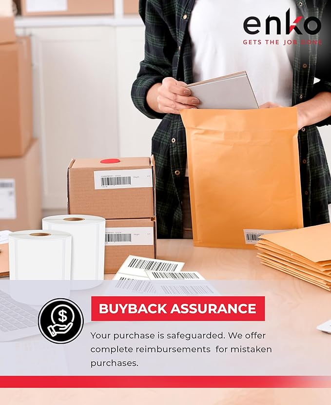 enKo 4" x 3" Labels for Zebra Desktop Printers (24 Rolls, 12,000 Labels) - Direct Thermal Address Mailing Shipping Barcode FBA Stickers FNSKU Label for Zebra and Eltron (Perforated)