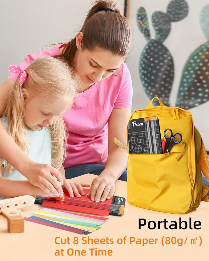 Firbon Black A5 Paper Cutter, Straight Small Paper Trimmer with Side Ruler for Scrapbooking Craft, Paper, Coupon, Label, Cardstock