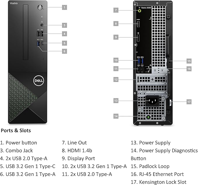 Dell Vostro 3030s Small Desktop SFF Business Computer, 14th Gen Intel 10-Core i5-14400 (Beat i7-13620H), 32GB DDR5 RAM, 2TB PCIe SSD, WiFi 6, Bluetooth, Type-C, DisplayPort, HDMI, Windows 11 Pro