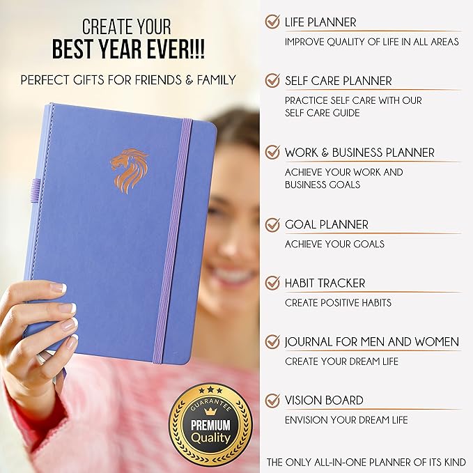 Hourly Planner - Undated Daily, Weekly & Monthly Planner with Budget Section | A 12 Month Journey to Increase Productivity & Happiness | Life Organizer & Gratitude Journal - Vertical Format