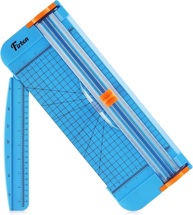 Firbon Blue A4 Paper Cutter, 12 Inch Titanium Straight Paper Trimmer with Side Ruler for Scrapbooking Craft, Paper, Coupon, Label, Cardstock