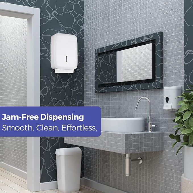 Commercial Paper Towel Dispenser Wall Mount with Lock – Fits 400+ Multifold/Trifold/Z-Fold/C-Fold Towels – Large Paper Towel Holder for Bathroom, Kitchen, Office, Home or Business (White)