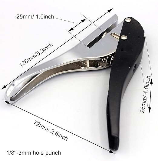 Hand-held 1/8 inch 3mm Round Metal Silver Heavy Duty Single Circle Hole Punch for ID Cards PVC Cards Badge Photos
