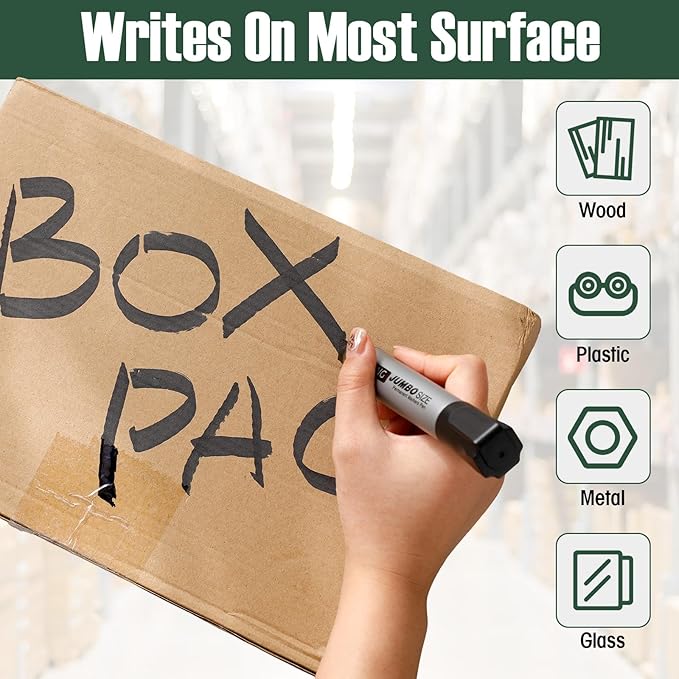 Cholemy 40 Pcs Jumbo Permanent Markers Bulk Large Chisel Tip Permanent Markers Quick Drying Pens for Office Teacher Supplies(Black)