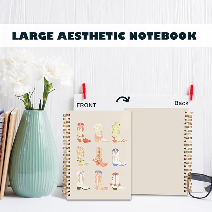 BearCake Orange Cowgirl Boot Notebook, Cowgirl Stuff, Cowgirl Gifts, Western Office Supplies, Western Stuff for Women, Boho Western Notebook Journal 5.5x8.3