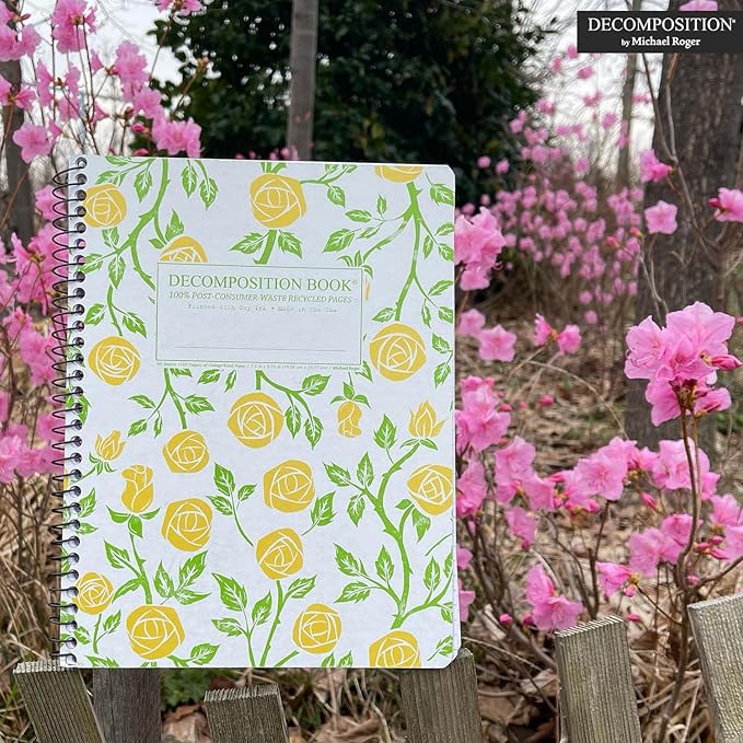 Decomposition Roses College Ruled Spiral Notebooks – 9.75 x 7.5 Journal with 160 Lined Pages – Cute Notebooks for School Supplies, Home & Office – 100% Recycled Paper – Made in USA