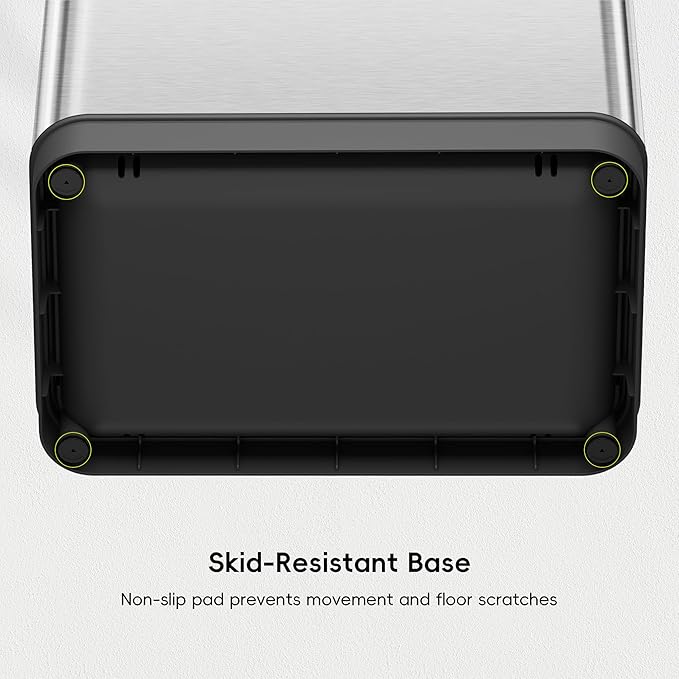 EKO Phantom-T 50 Liter / 13.2 Gallon Vertical Motion Sensor Trash Can, Brushed Stainless Steel Finish