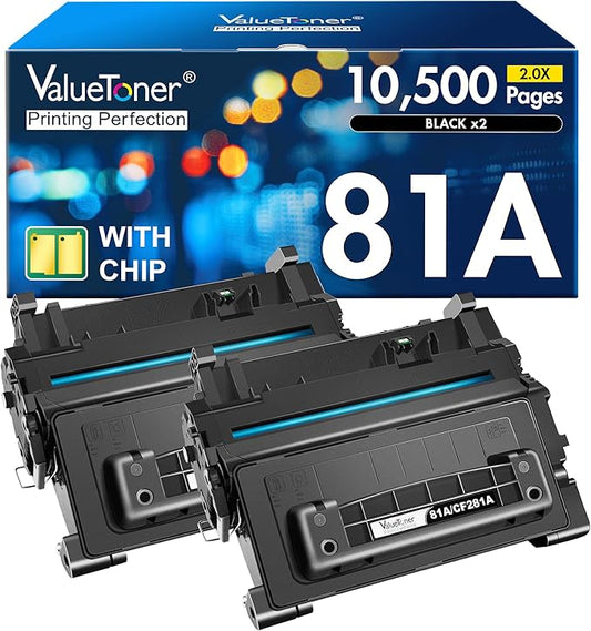 CF281A 81A Black Toner Cartridge Replacement for HP 81A Black Toner Cartridge 81X CF281X Toner for HP 281A Work with LaserJet Enterprise MFP M604 M604dn M605 M605dn M605x M606 M606x M630 M630f (2Pack)