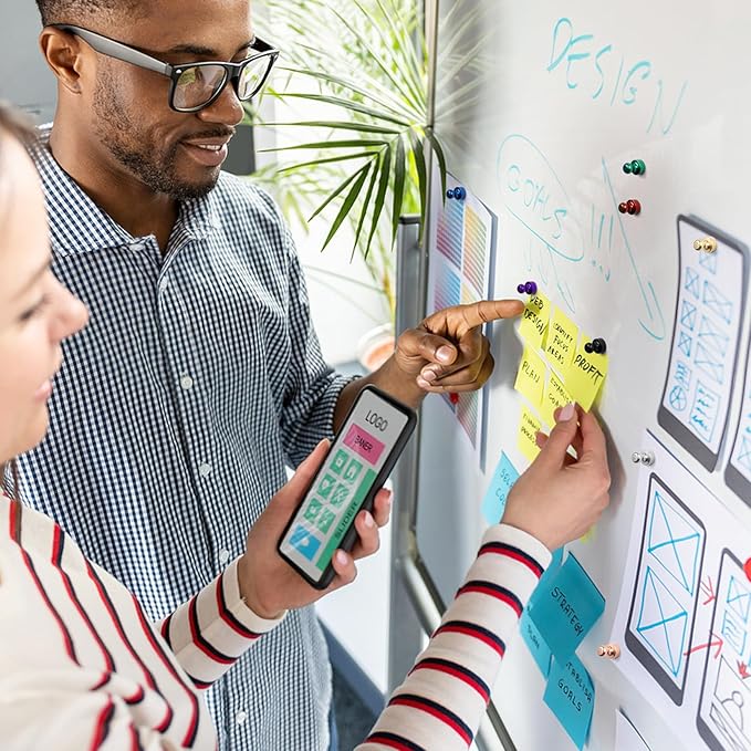 Blue Metal Refrigerator Magnets Strong, Tiny Cute Magnets for Whiteboard, 28 Pack Small Magnetic Push Pins, Magnetic Round Clips Heavy Duty for Kitchen, Office, Crafts, Wall