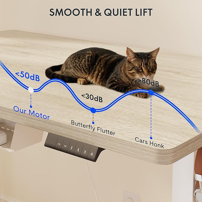 FLEXISPOT EN2 Whole-Piece Standing Desk with Clamp Power Strip, 40 x 24 Electric Stand Up Height Adjustable Desk with Cable Management (White Frame + 40" White Wood Grain Desktop)