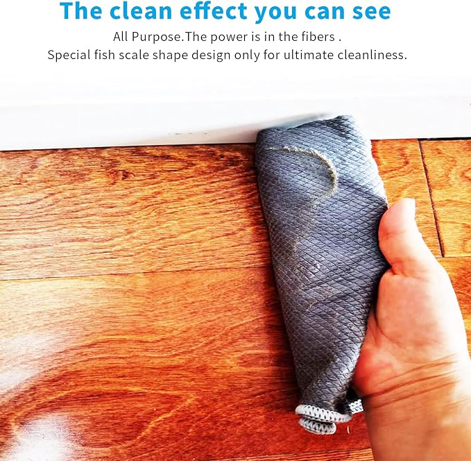 Easy Clean Fish Scale Nanoscale Cleaning Cloth,Streak Free Microfiber Glass Cleaning Cloths for Window Mirrors Windshields,Lint Free Microfiber Polishing Cleaning All-Purpose Towel Pack of 6(Purple)