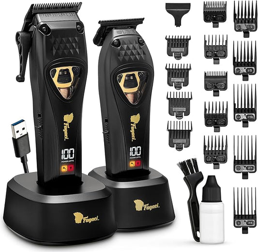 Fagaci Professional Hair Clippers for Men with DLC Blades and High Torque Vector Motor, Barber Clippers and Trimmers Set Zero Gap, 12000 RPM Hair Cutting Kit, Mens Haircut Cordless Clipper for Barber