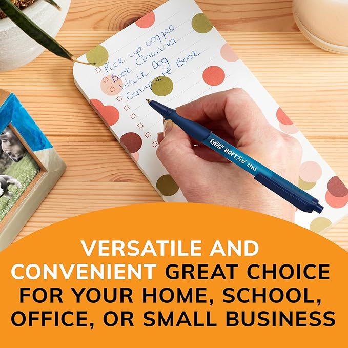 BIC Soft Feel Ballpoint Pen with 1.0 mm Medium Point and Retractable Design, 6-Count in Black Ink