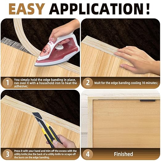 GSCIT Club Oak Edge Banding, 5/8 inch x 250ft roll of Veneer Plywood Edge Banding Preglued Flexible, Wood Tape Banding for Cabinet Repair