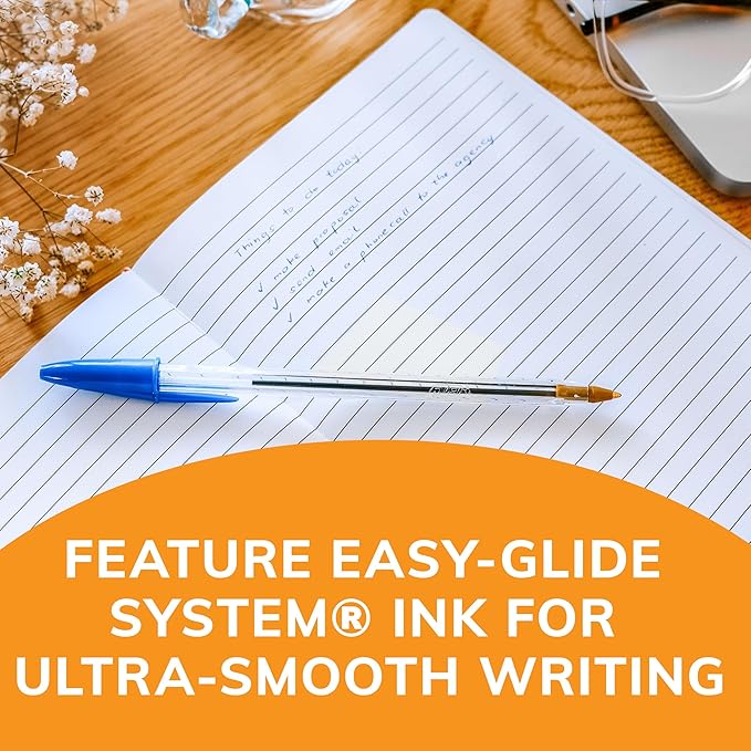 BIC Cristal Xtra Smooth Blue Ballpoint Pens, Medium Point (1.0mm), 500-Count Box, Extra Smooth and Reliable Ballpoint Pens