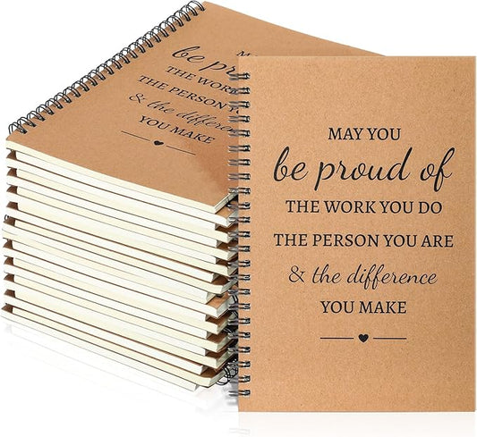 Colarr 24 Pcs A5 Inspirational Spiral Notebook Bulk Appreciation Gift 6x8 Inch Motivational Notepad 100 Page/50sheet Lined College Ruled Journal for Employee Coworker Teacher Nurse (Brown)